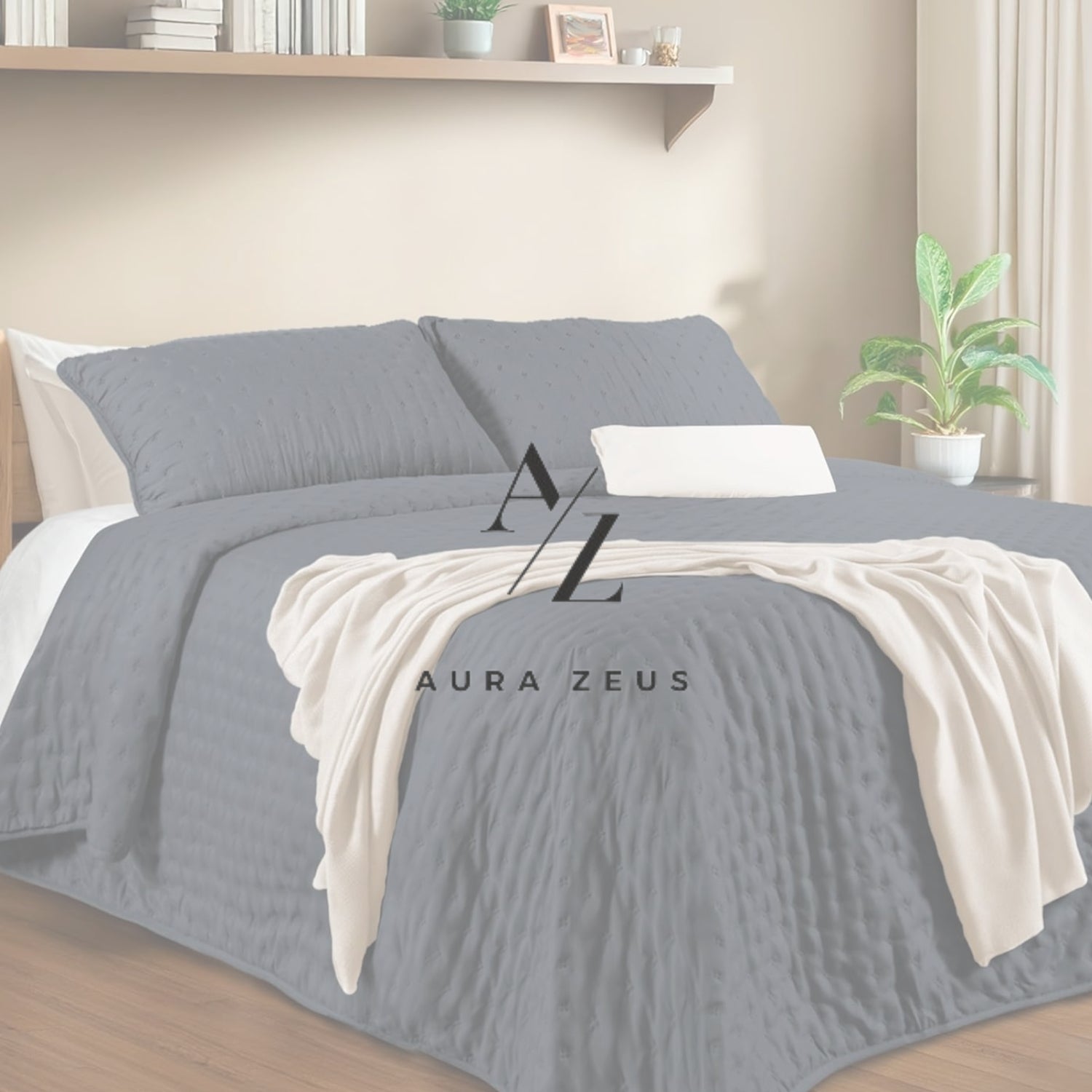 Cubrecama Trebol Gris Plata