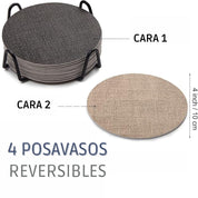 Set 4 Posavasos Reversibles Ecocuero
