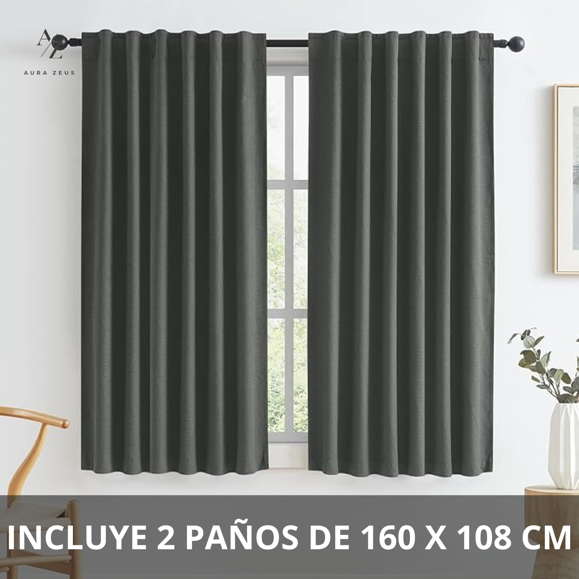 Cortina Blackout 160 x 108 Cm - 2 Paños