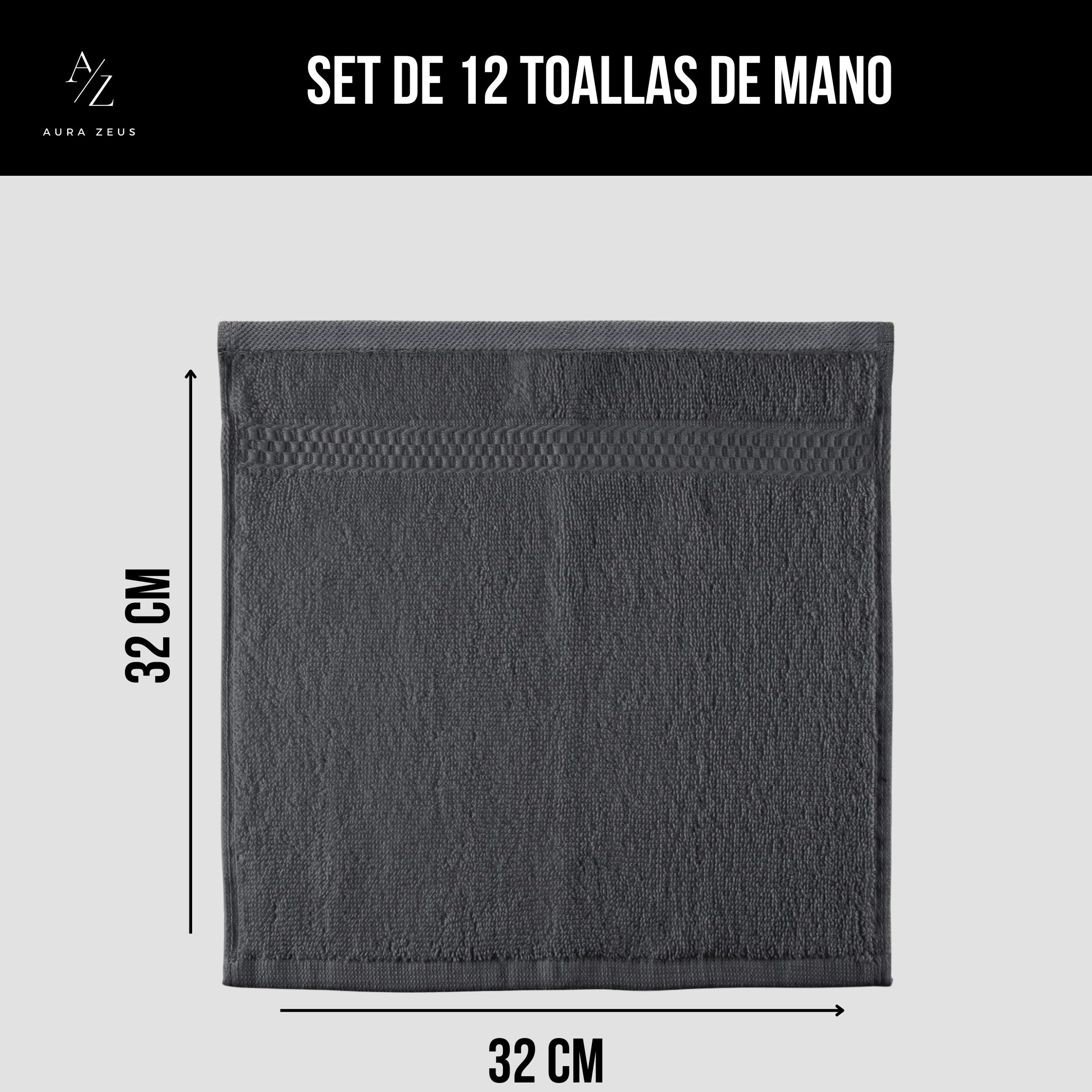 Juego De 12 Toallas Faciales 32 x 32 cm