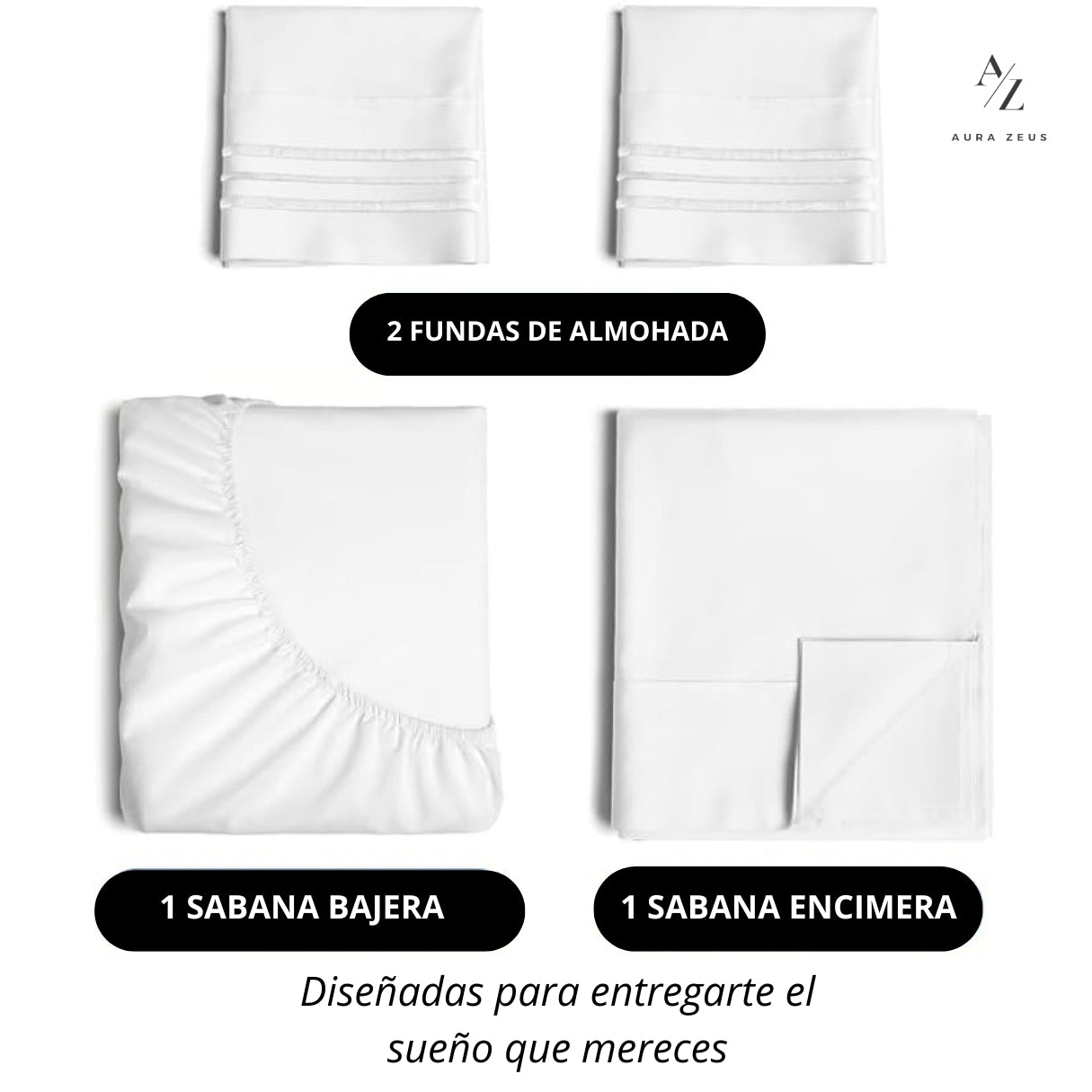Juego De Sabanas Blanco 1,5P / 2P / KING