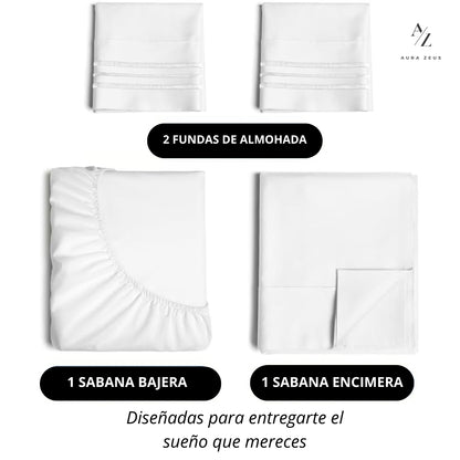 Juego De Sabanas Blanco 1,5P / 2P / KING