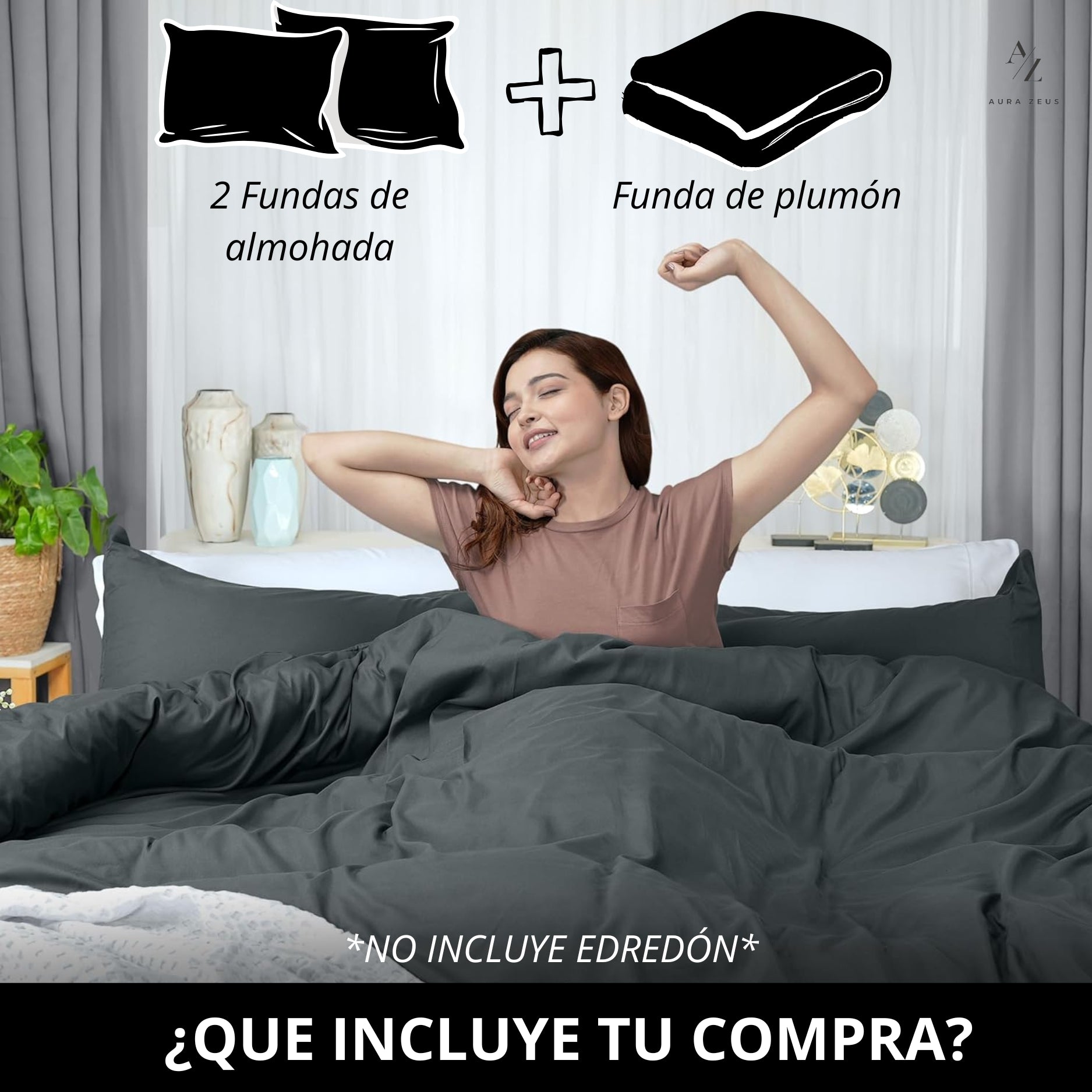 Funda Plumon Gris Microfibra
