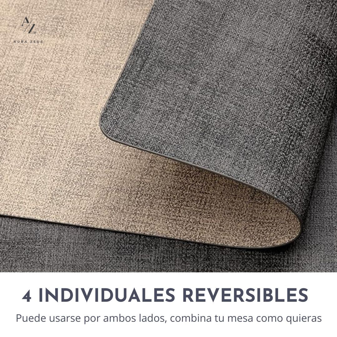 Set 4 Individuales Rectangulares Reversibles Ecocuero