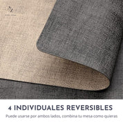 Set 4 Individuales Rectangulares Reversibles Ecocuero