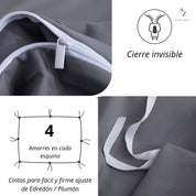 Funda Plumon Gris Microfibra