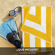 Set De 4 Toallas De Playa Algodon