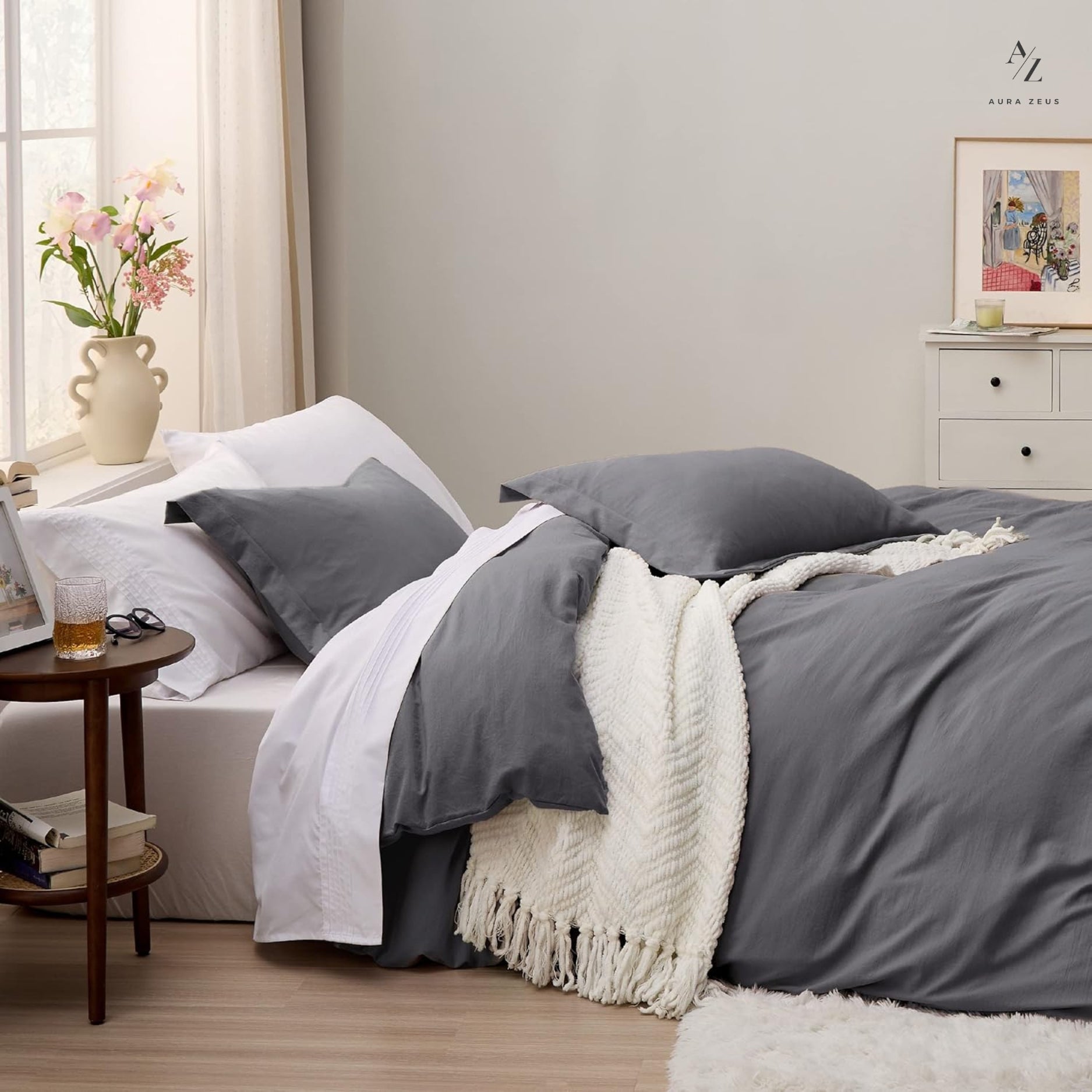 Funda Plumon Gris Microfibra