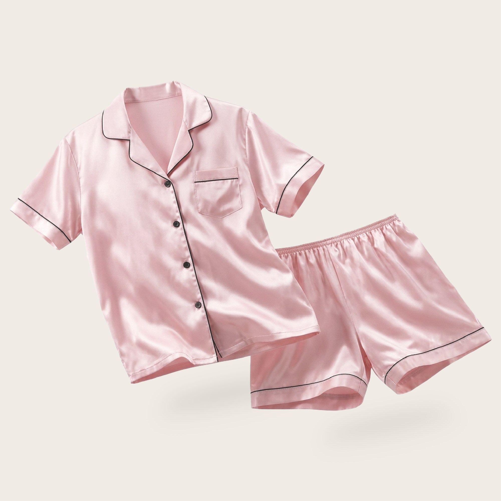 Pijama Corto De Saten Mujer 2 Piezas