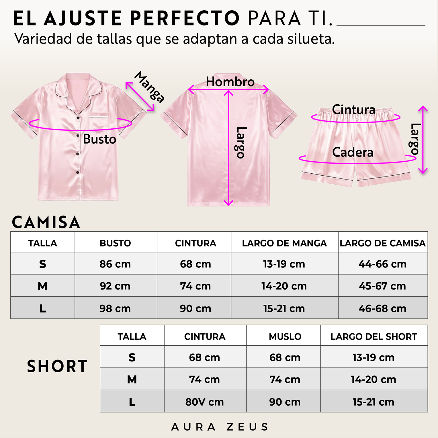 Pijama Corto De Saten Mujer 2 Piezas