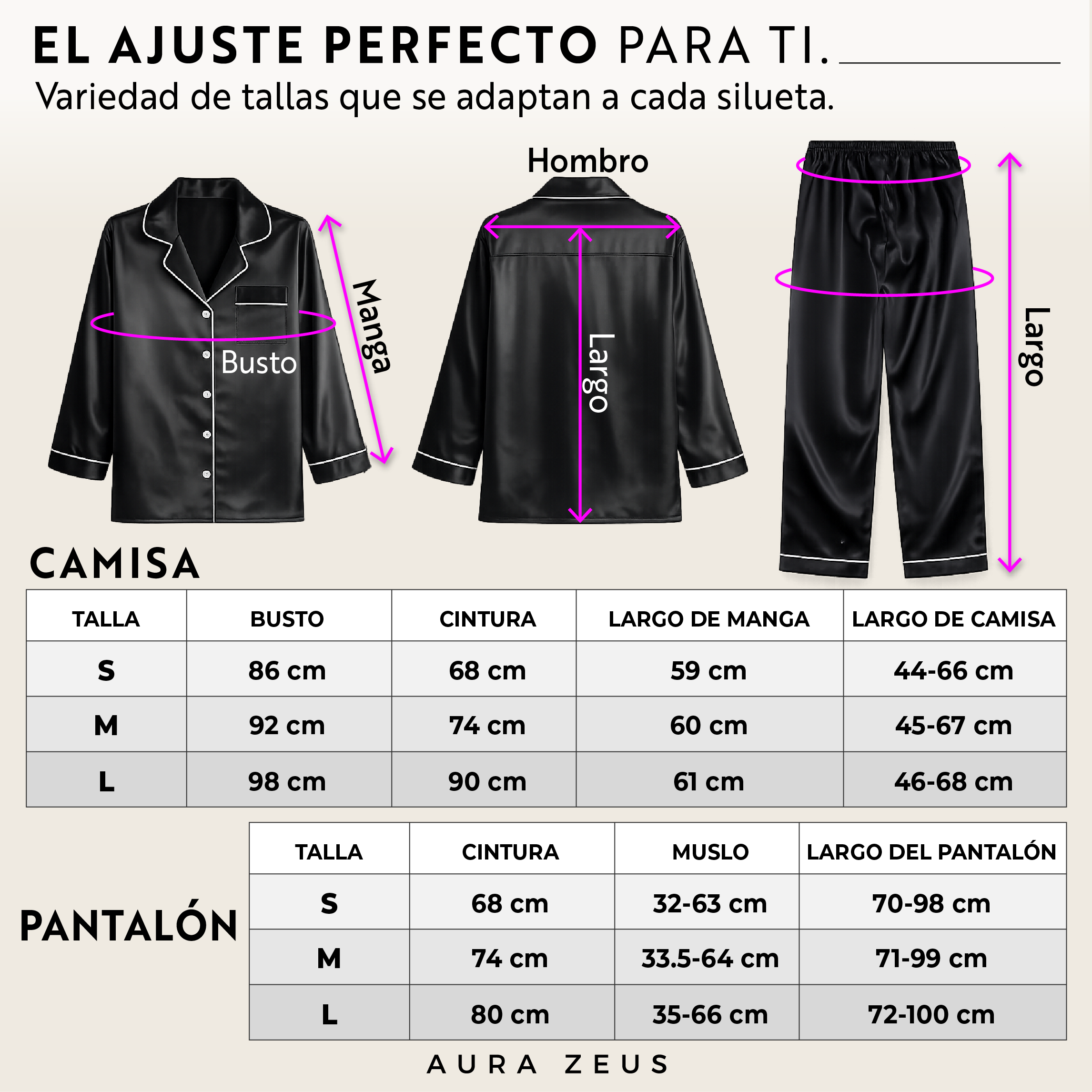 Pijama Largo De Saten Mujer 2 Piezas