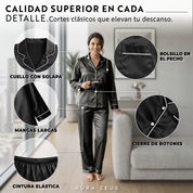 Pijama Largo De Saten Mujer 2 Piezas