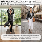 Pijama Largo De Saten Mujer 2 Piezas