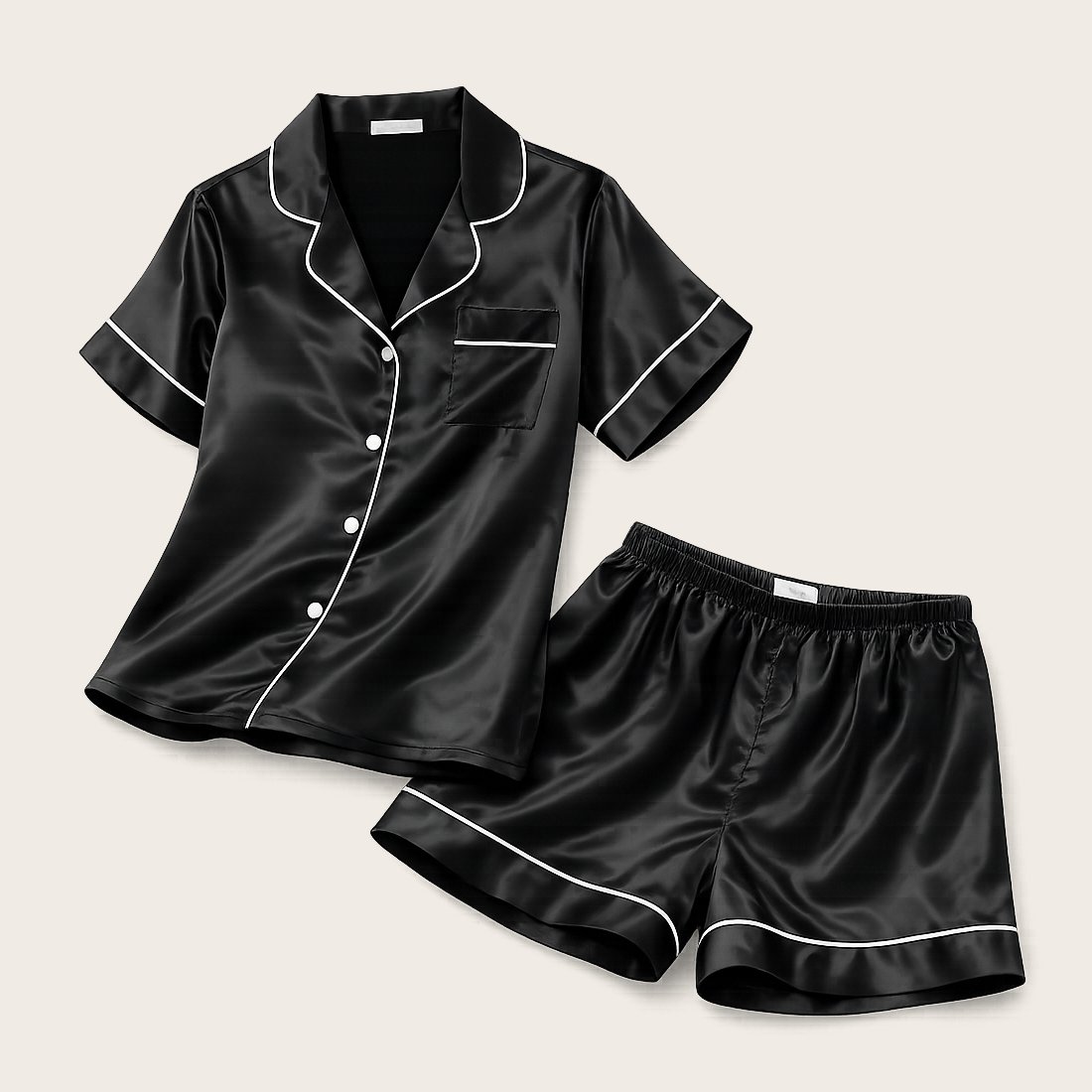 Pijama Corto De Saten Mujer 2 Piezas