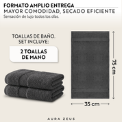 Juego De 2 Toallas De Mano 70 X 40 Cm Algodon 600 Gr/m2