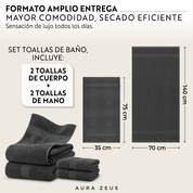 Set De 4 Toallas De Baño Algodon 600 Gr/m2