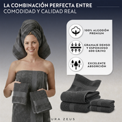 Set De 4 Toallas De Baño Algodon 600 Gr/m2