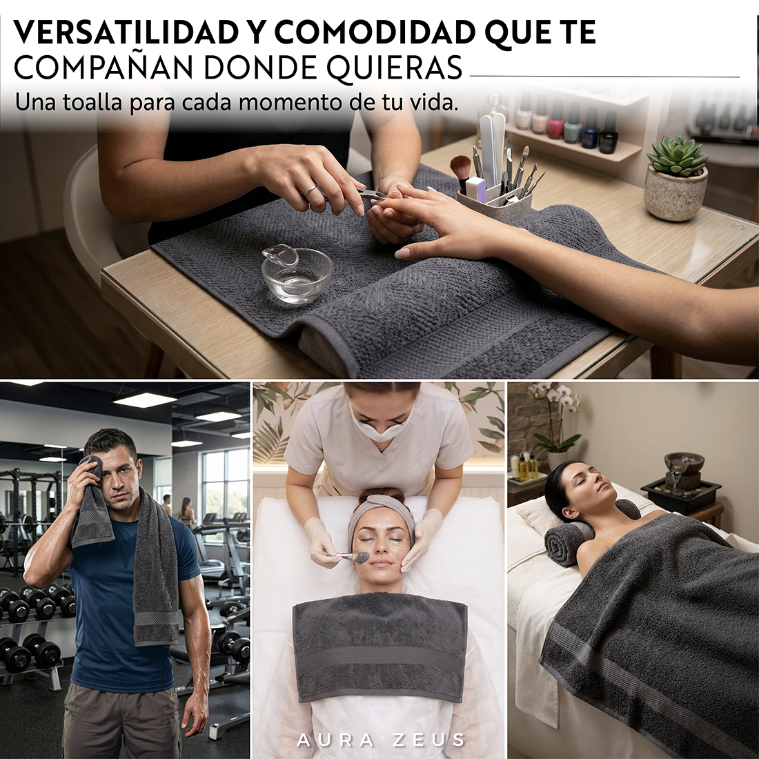Set De 4 Toallas De Baño Algodon 600 Gr/m2
