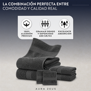 Set De 6 Toallas De Baño Algodon 600 Gr/m2