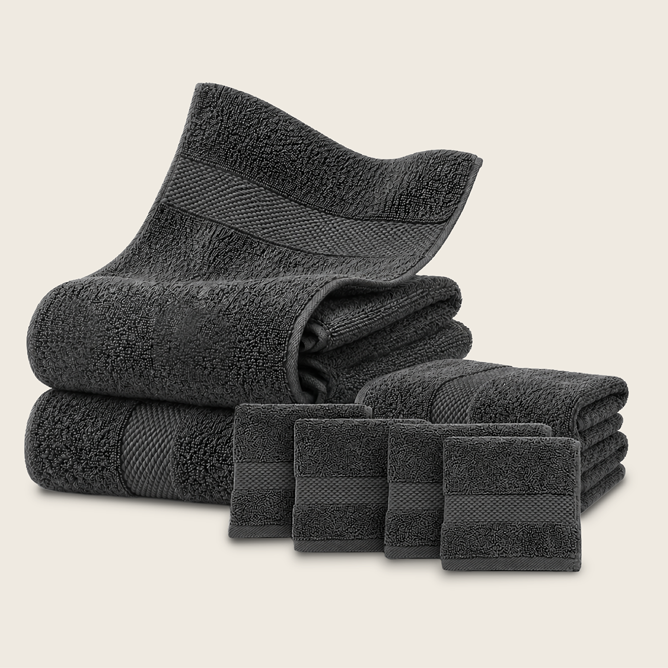 Set De 8 Toallas De Baño Algodon 600 Gr/m2