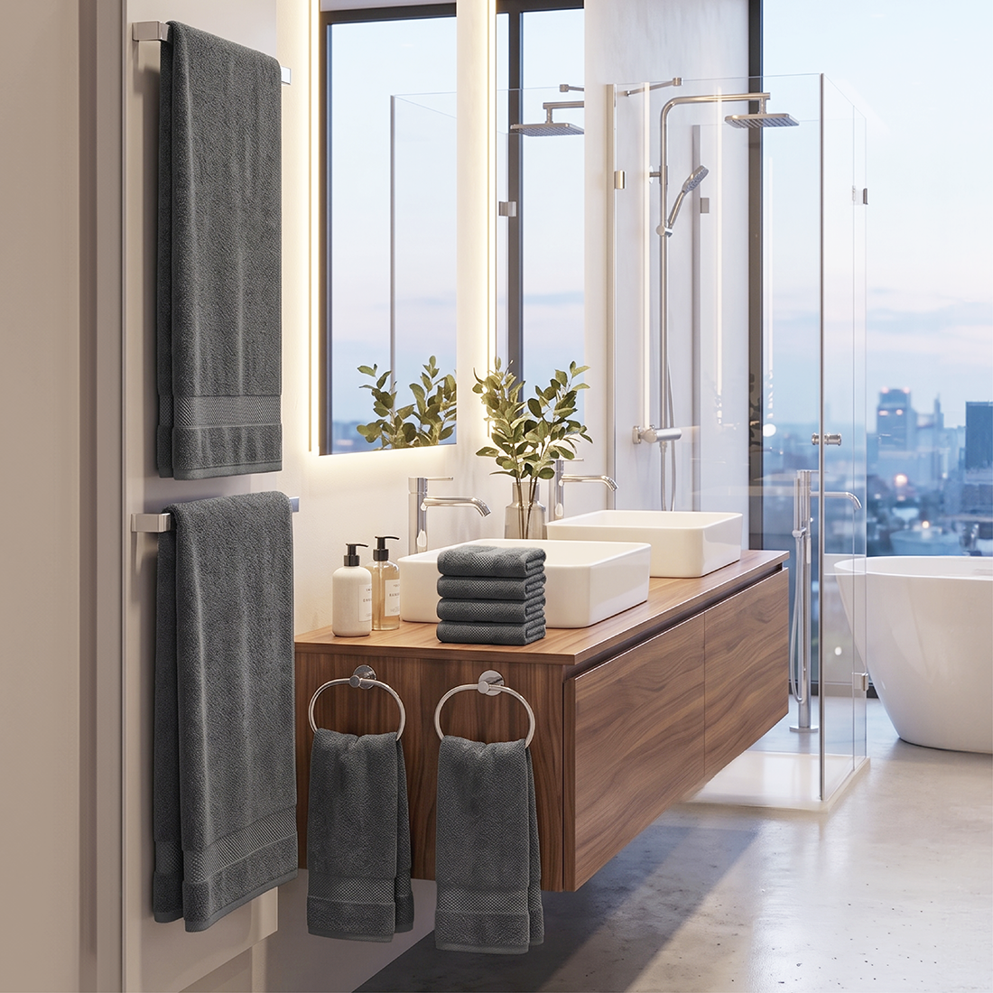 Set De 8 Toallas De Baño Algodon 600 Gr/m2