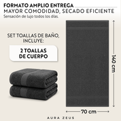 Juego De 2 Toallas De Baño 140 x 70 Cm 600 Gr/m2