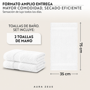 Juego De 2 Toallas De Mano 75 X 35 Cm Algodon 600 Gr/m2