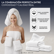 Set De 4 Toallas De Baño Algodon 600 Gr/m2