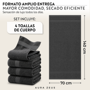 Juego De 4 Toallas De Cuerpo 140 x 70 Cm 600 Gr/m2